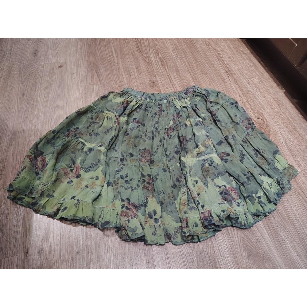 Vintage Y2K Sheet Fairy core Skirt Green Women's M Medium Whimsical - Picture 2 of 4
